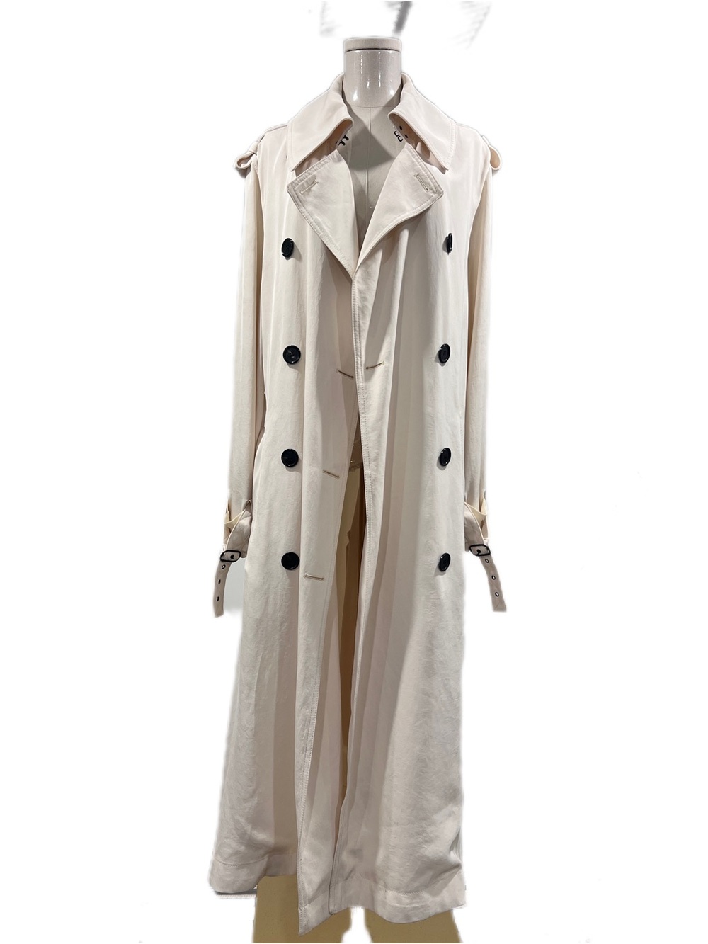 Acne Studio oversized Trench Coat size 4 in Ivory with Black Buttons